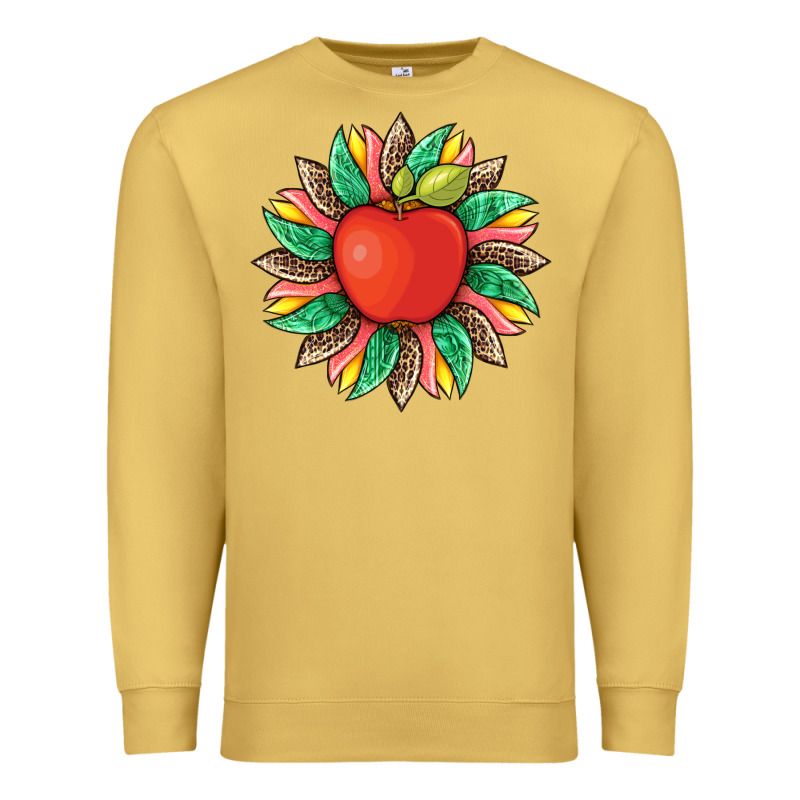 Teacher Apple And Sunflower With Leopard And Tooled Leather Premium Sweatshirt by Artiststas | Teevron