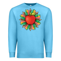 Ocean Blue teacher apple and sunflower with leopard and tooled leather Premium Sweatshirt - Artiststas