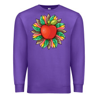Purple teacher apple and sunflower with leopard and tooled leather Premium Sweatshirt - Artiststas