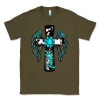 Army Green cross faith gemstone wings Classic Tee - RanaPortraitStore