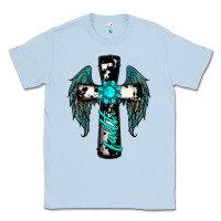 Dusty Blue cross faith gemstone wings Classic Tee - RanaPortraitStore