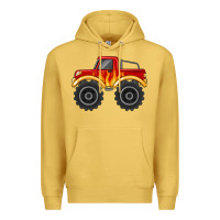 Antique Gold monster truck with flames Premium Hoodie - MaliasSmallBusiness