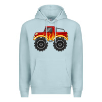 Blue Mist monster truck with flames Premium Hoodie - MaliasSmallBusiness