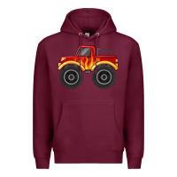 Burgundy monster truck with flames Premium Hoodie - MaliasSmallBusiness