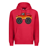Cardinal monster truck with flames Premium Hoodie - MaliasSmallBusiness