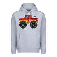 Heather Grey monster truck with flames Premium Hoodie - MaliasSmallBusiness