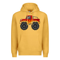 Mustard monster truck with flames Premium Hoodie - MaliasSmallBusiness