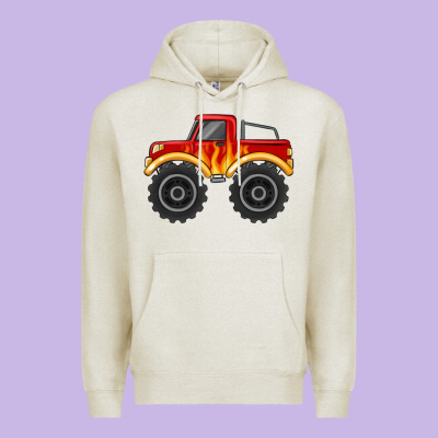Monster Truck With Flames Premium Hoodie Designed By Maliassmallbusiness