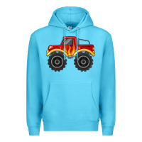 Ocean Blue monster truck with flames Premium Hoodie - MaliasSmallBusiness