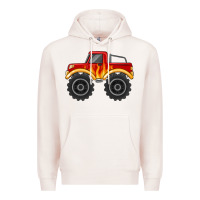 Pale Pink monster truck with flames Premium Hoodie - MaliasSmallBusiness