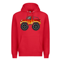Red monster truck with flames Premium Hoodie - MaliasSmallBusiness