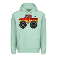 Seafoam monster truck with flames Premium Hoodie - MaliasSmallBusiness