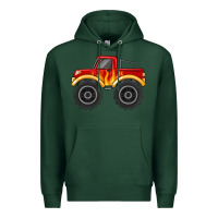 Sports Green monster truck with flames Premium Hoodie - MaliasSmallBusiness