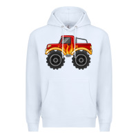White monster truck with flames Premium Hoodie - MaliasSmallBusiness
