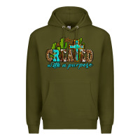 Army Green created with a purpose Premium Hoodie - AdoDesignShop