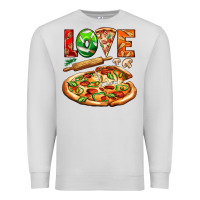 Dove Grey love pizza Premium Sweatshirt - AdoDesignShop