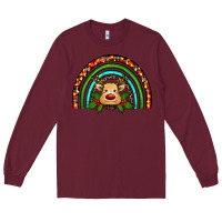 Burgundy reindeer rainbow christmas Long Sleeve Tee - RanaPortraitStore
