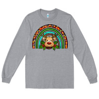 Heather Grey reindeer rainbow christmas Long Sleeve Tee - RanaPortraitStore