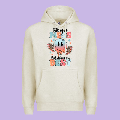 Bit Of A Mess But Doing My Best Premium Hoodie Designed By Maliassmallbusiness