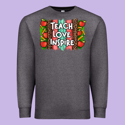 Teach Love Inspire Brushstroke With  And Pen Leopard Premium Sweatshirt Designed By Artiststas