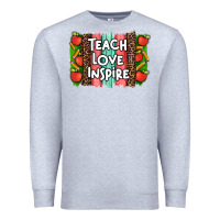 Heather Grey teach love inspire brushstroke with  and pen leopard Premium Sweatshirt - Artiststas