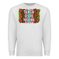 Oatmeal Heather teach love inspire brushstroke with  and pen leopard Premium Sweatshirt - Artiststas