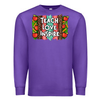 Purple teach love inspire brushstroke with  and pen leopard Premium Sweatshirt - Artiststas