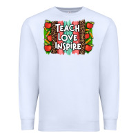 White teach love inspire brushstroke with  and pen leopard Premium Sweatshirt - Artiststas