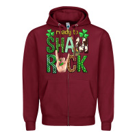 Burgundy Ready to shamrock St. Patrick's Day Zipper Hoodie - Neo Western