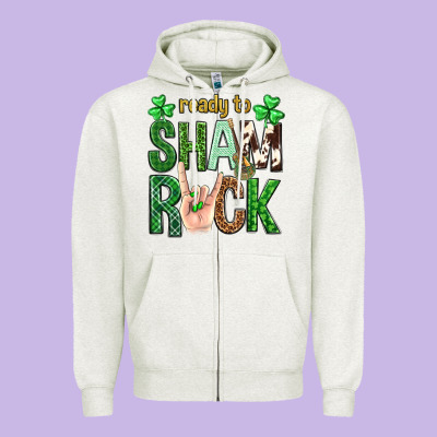 Ready To Shamrock St. Patrick's Day Zipper Hoodie Designed By Neo Western
