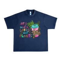 Navy all i need is coffee and plants Urban Heavy Tee - texasbilliewilder