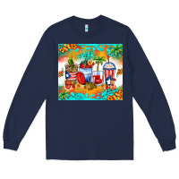 Navy puerto rico coffee cups Long Sleeve Tee - Zillion Design Studio