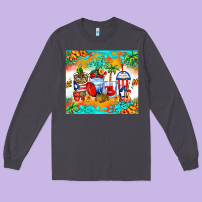 Puerto Rico Coffee Cups Long Sleeve Tee Designed By Zillion Design Studio