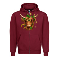 Burgundy St. Patrick's Day Highland Cow Zipper Hoodie - Neo Western