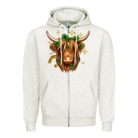 St. Patrick's Day Highland Cow Zipper Hoodie | Teevron
