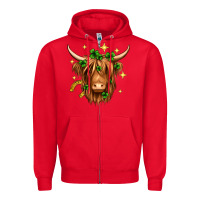 Red St. Patrick's Day Highland Cow Zipper Hoodie - Neo Western