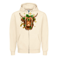 Sandshell St. Patrick's Day Highland Cow Zipper Hoodie - Neo Western