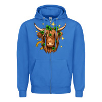 True Royal St. Patrick's Day Highland Cow Zipper Hoodie - Neo Western