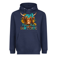 Navy barn hair don't care long haired cow Heavyweight Hoodie - Jasminsmagicworld