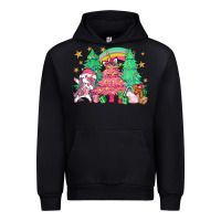 Black Unicorn Christmas trees Urban Hoodie - NancyCooperArtShop