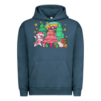 Pigment Midnight Navy Unicorn Christmas trees Urban Hoodie - NancyCooperArtShop