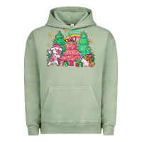 Pigment Oil Green Unicorn Christmas trees Urban Hoodie - NancyCooperArtShop