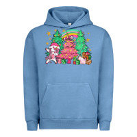 Pigment Pebble Blue Unicorn Christmas trees Urban Hoodie - NancyCooperArtShop