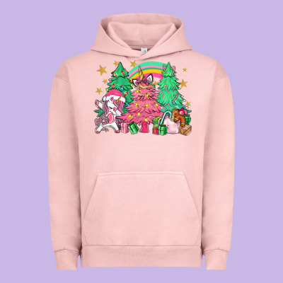 Unicorn Christmas Trees Urban Hoodie Designed By Nancycooperartshop