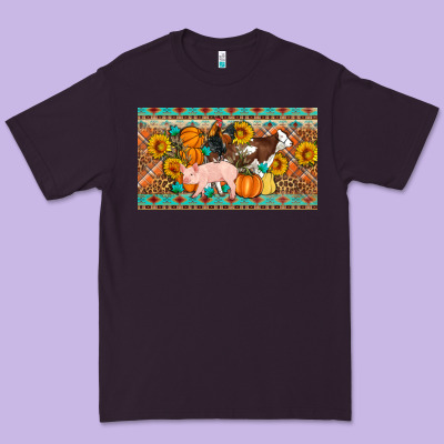 Fall Farm Animals Cow Pig Rooster Premium Tee Designed By Artiststas