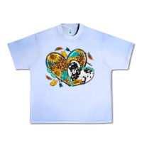 Grape Ice cowhide leopard hearts Urban Heavy Tee - texasbilliewilder