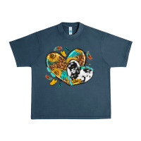 Midnight Navy cowhide leopard hearts Urban Heavy Tee - texasbilliewilder