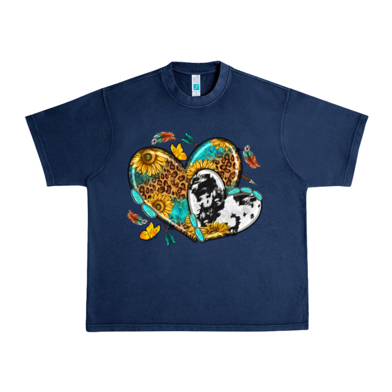 Cowhide Leopard Hearts Urban Heavy Tee by texasbilliewilder | Teevron