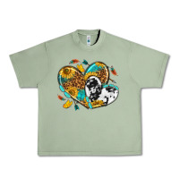 Oil Green cowhide leopard hearts Urban Heavy Tee - texasbilliewilder