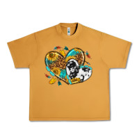 Peanut Butter cowhide leopard hearts Urban Heavy Tee - texasbilliewilder